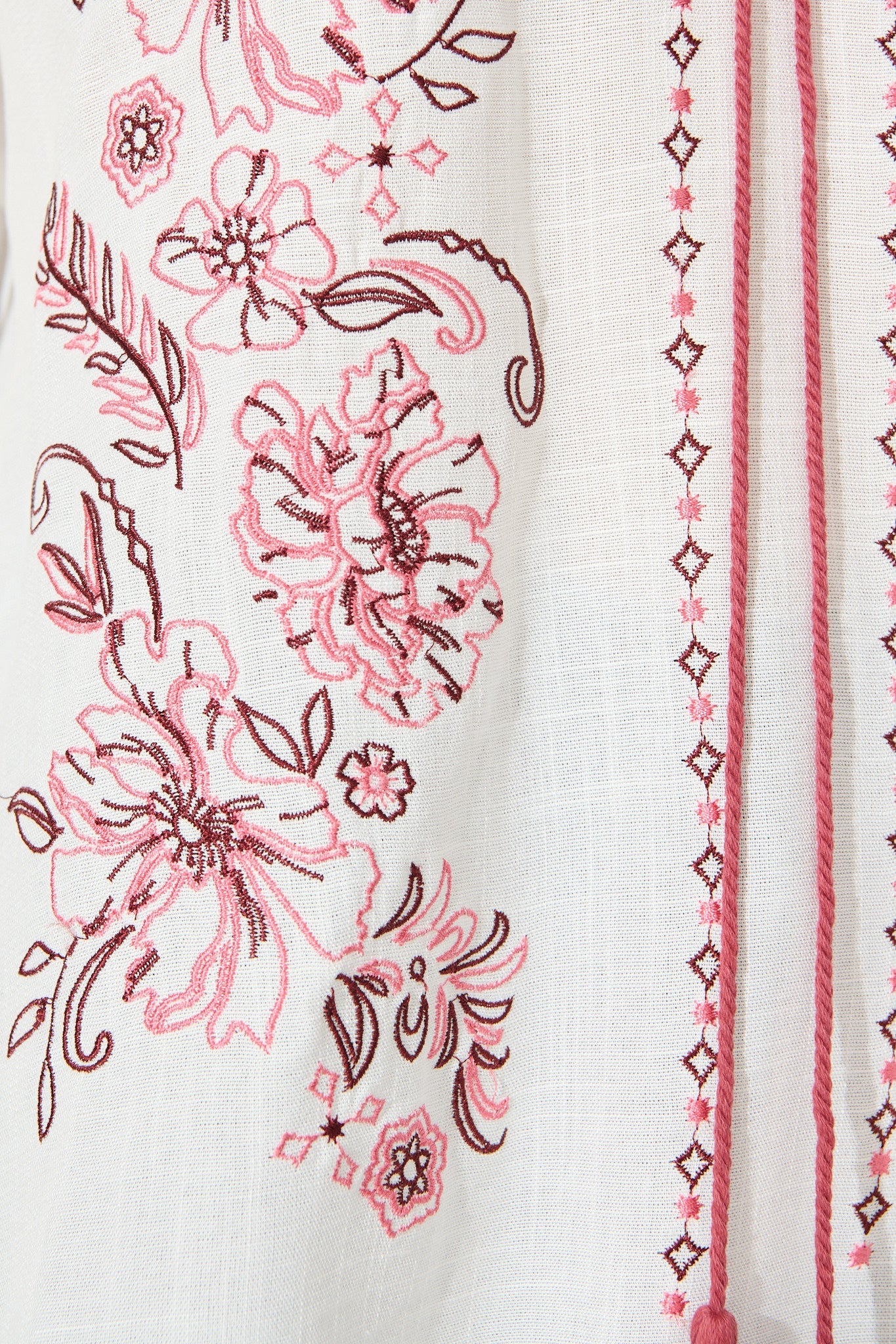 Tasha Top in White with Floral Embroidery