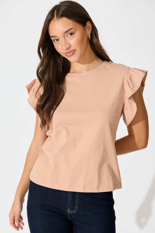 Joyce Top in Beige Cotton