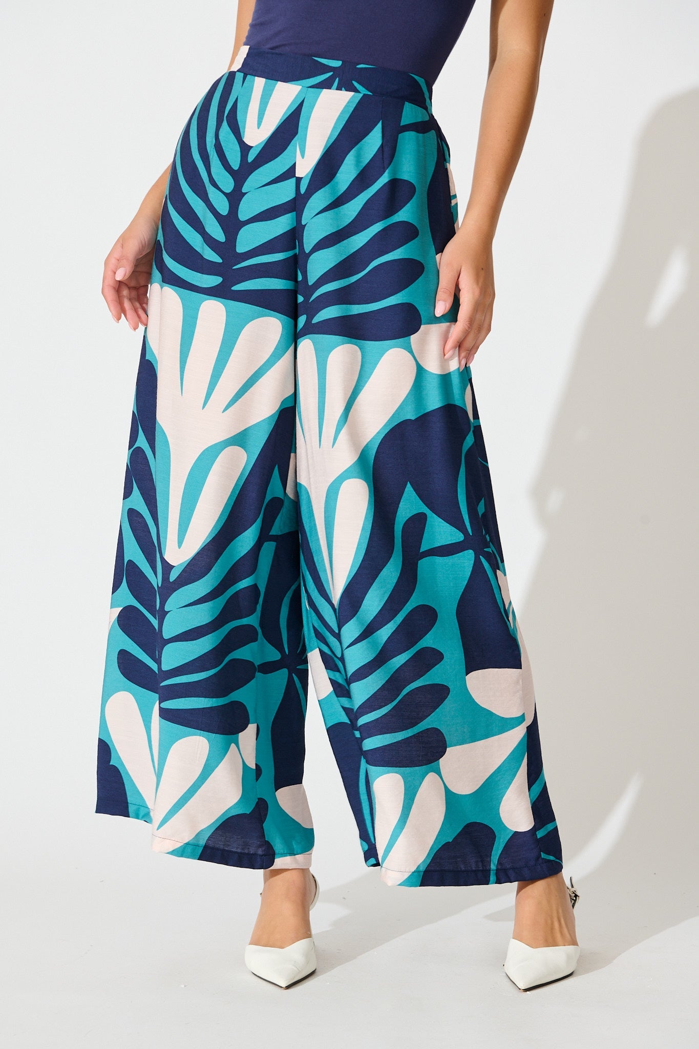 Sheer Luck Pant in Multi Blue Print
