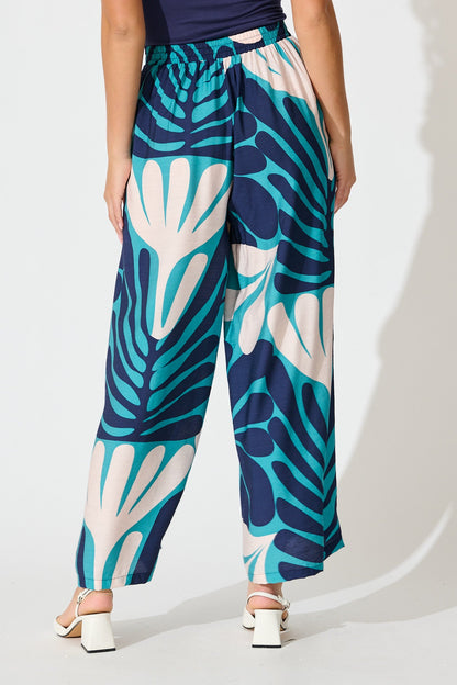 Sheer Luck Pant in Multi Blue Print