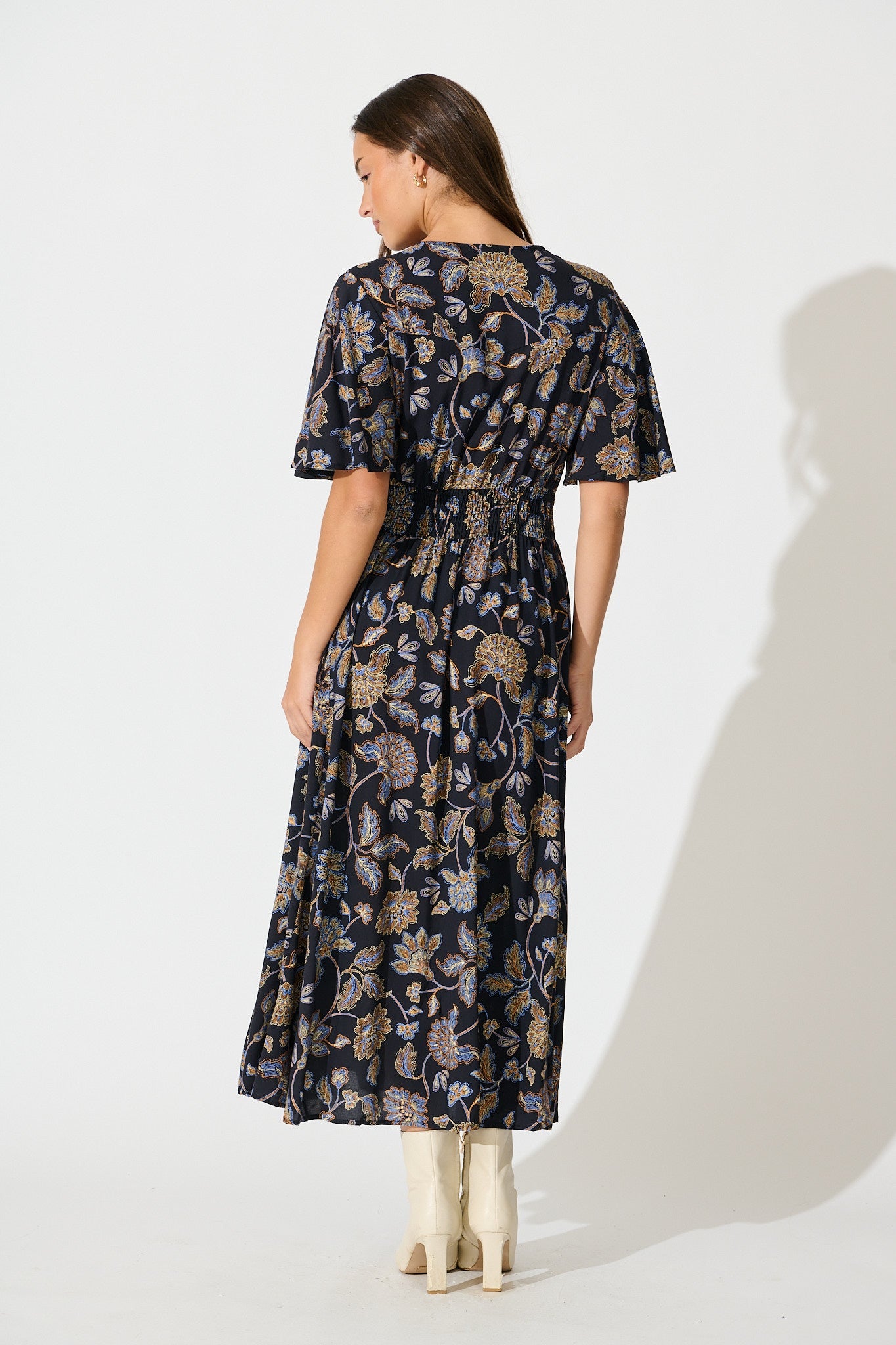 Beatrice Maxi Dress in Black Floral