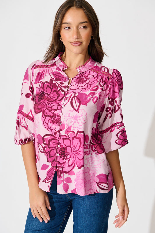 Isha Top in Pink Floral