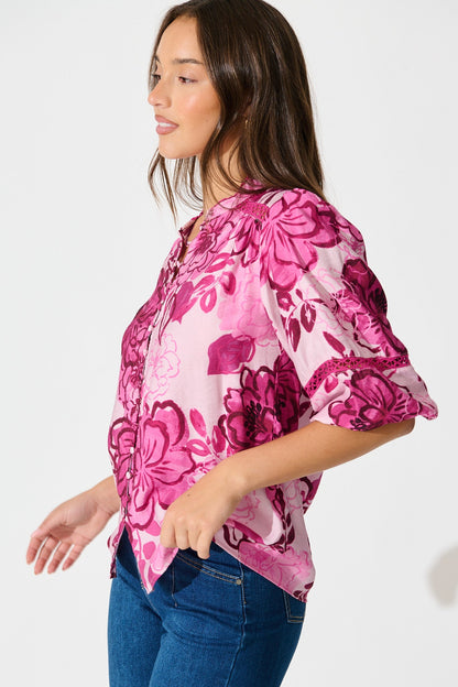 Isha Top in Pink Floral