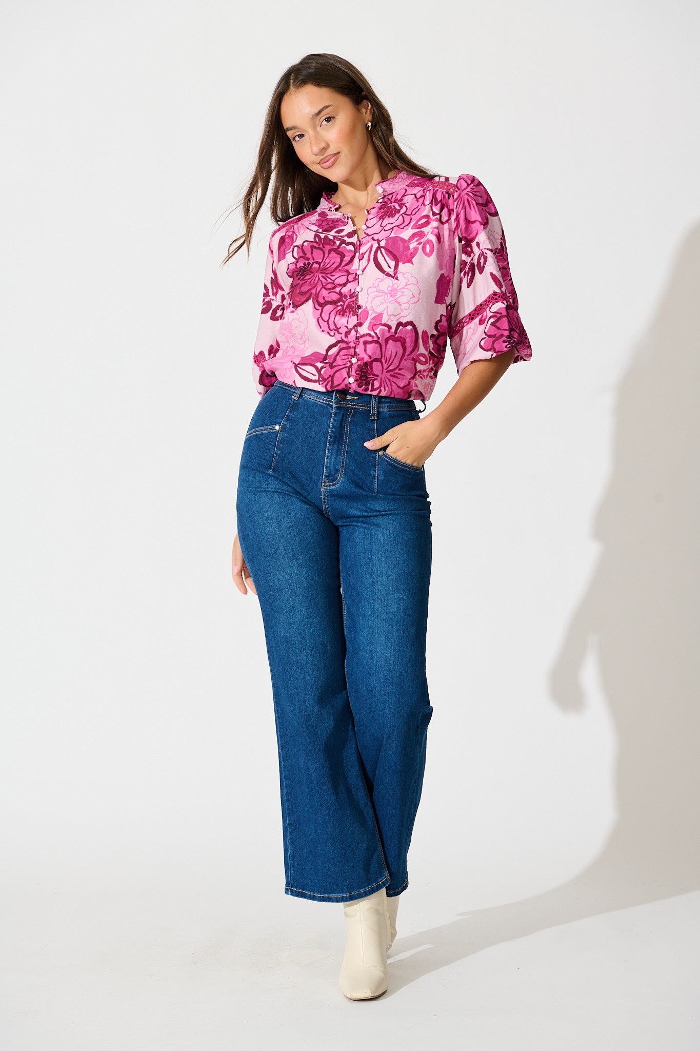 Isha Top in Pink Floral