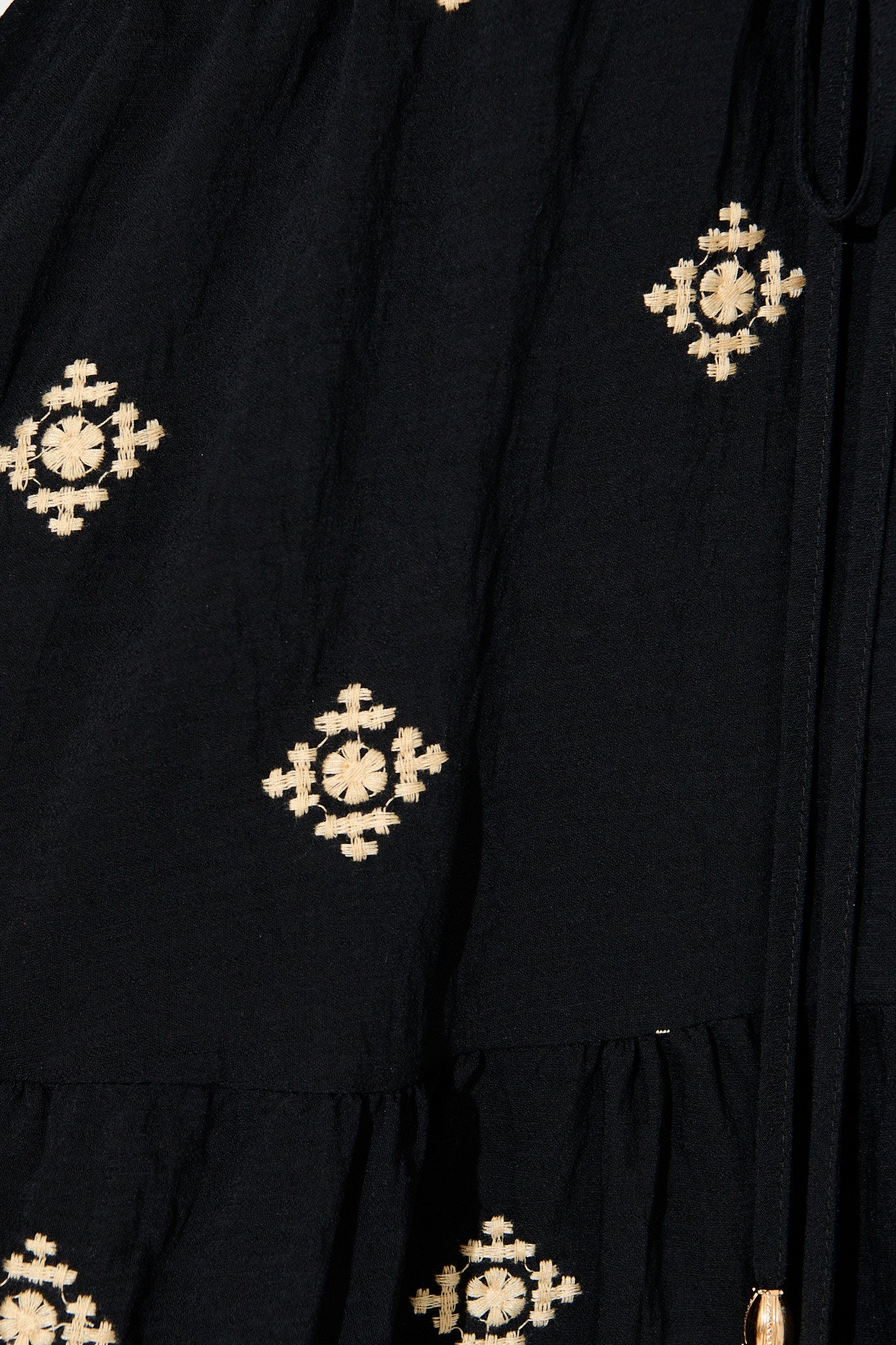 Byron Dress in Black with Cream Embroidery