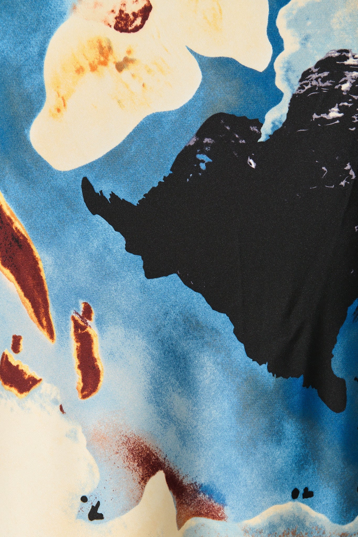 Sarita Maxi Off Shoulder Dress in Blue Watercolour Satin