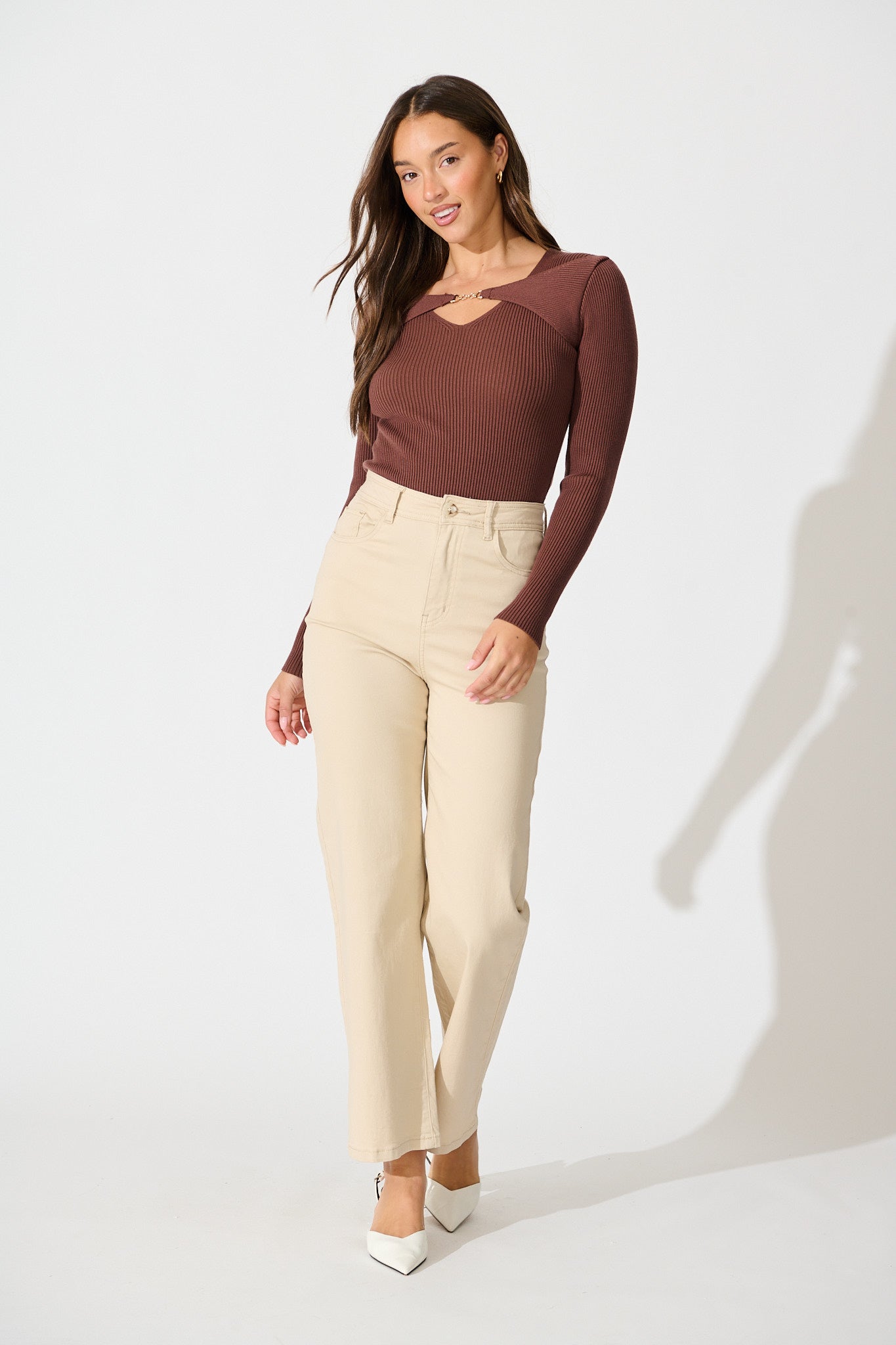 High Drama Knit Bodysuit in Chocolate