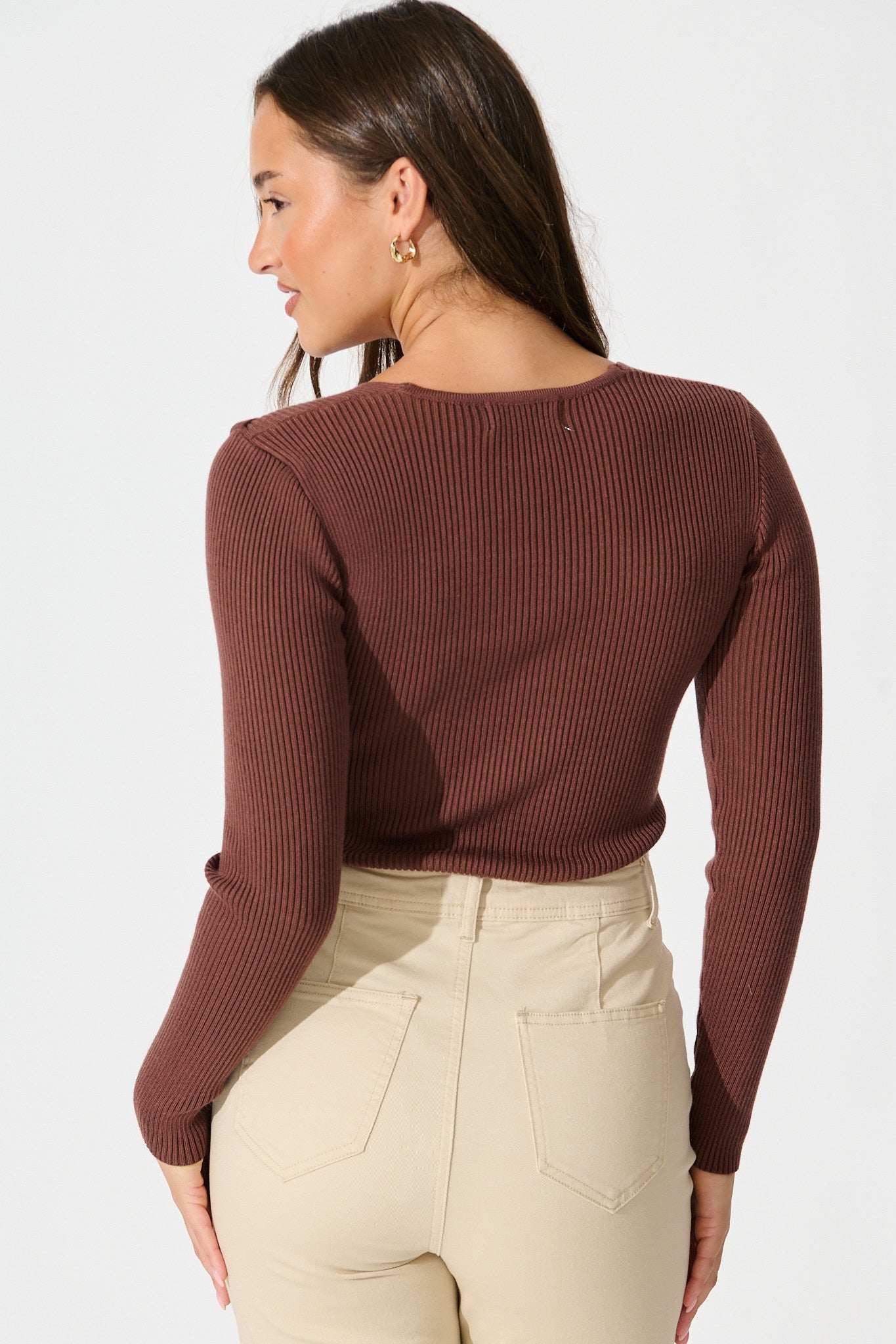 High Drama Knit Bodysuit in Chocolate