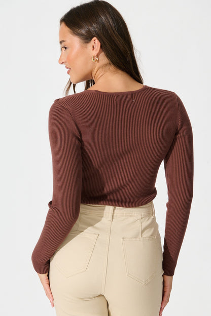 High Drama Knit Bodysuit in Chocolate