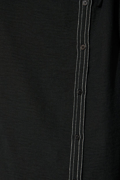 Renee Maxi Shirt Dress in Black Linen Blend