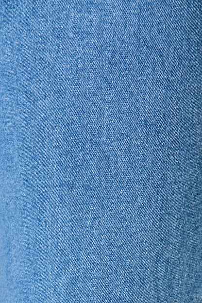 Tied Up High Rise Wide Leg Jean in Mid Blue Denim