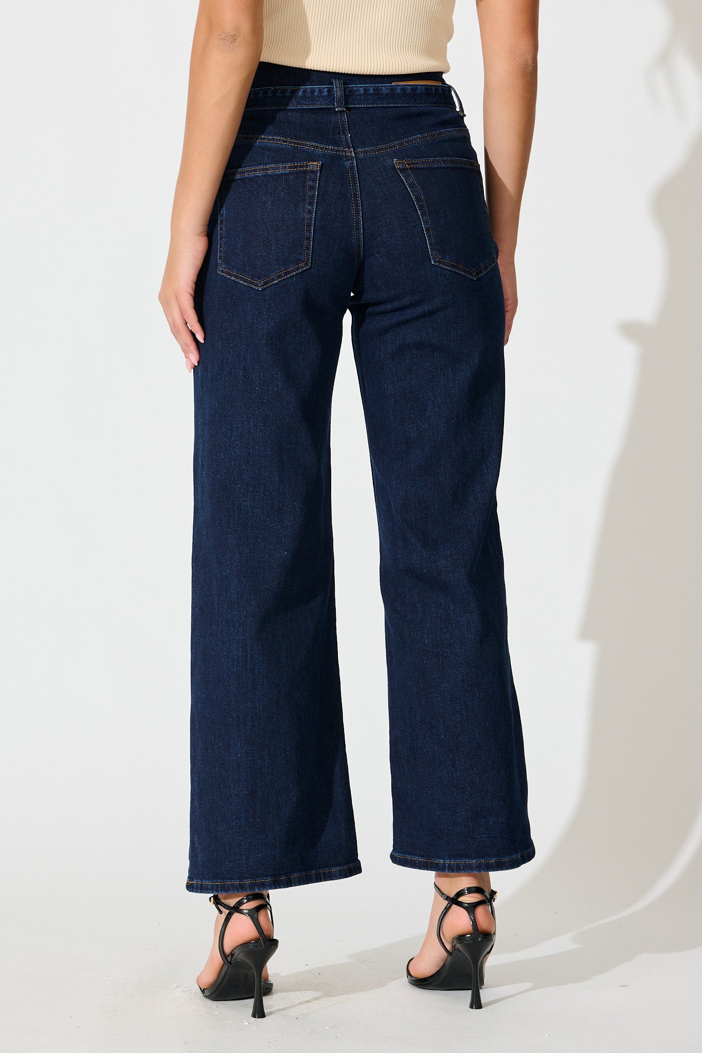 Danielle High Rise Wide Leg Jean in Dark Blue Denim