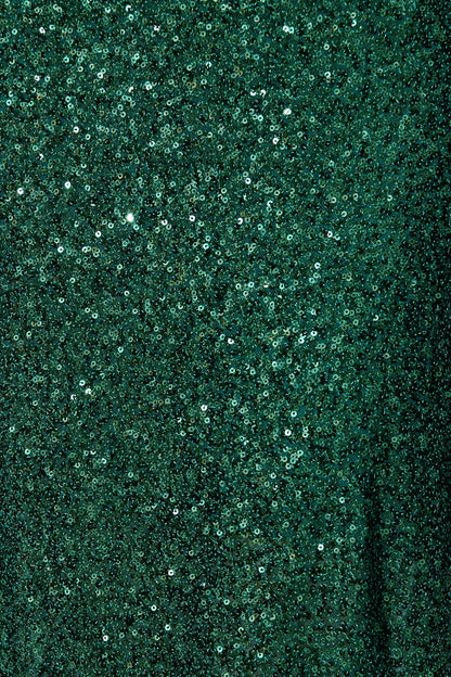 Amiri Off Shoulder Maxi Dress in Emerald Sequin