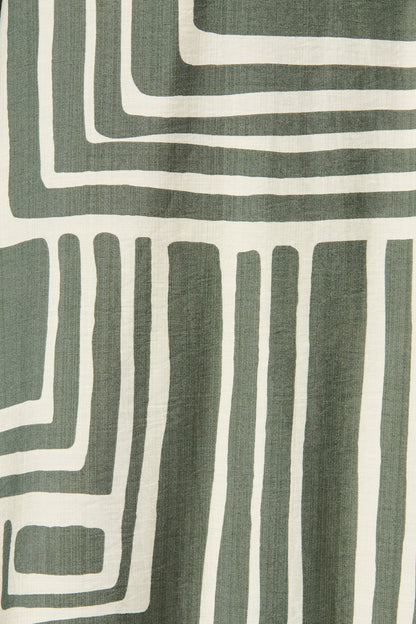 Goldie Pant in Cream and Green Geometric Print