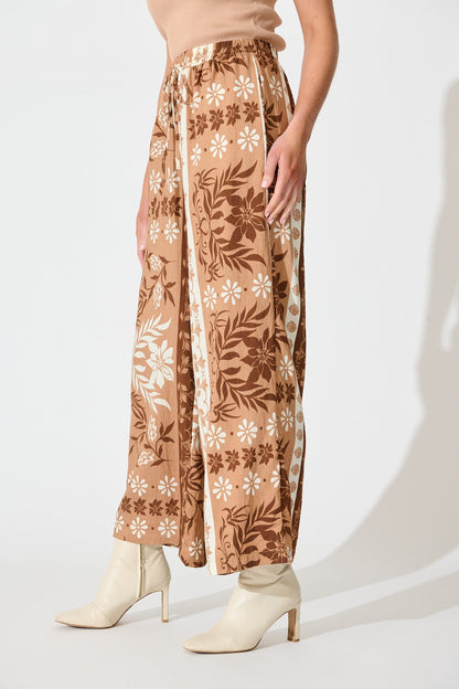 Danbury Pant in Brown and White Print