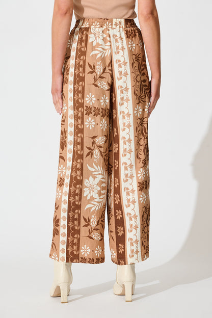Danbury Pant in Brown and White Print