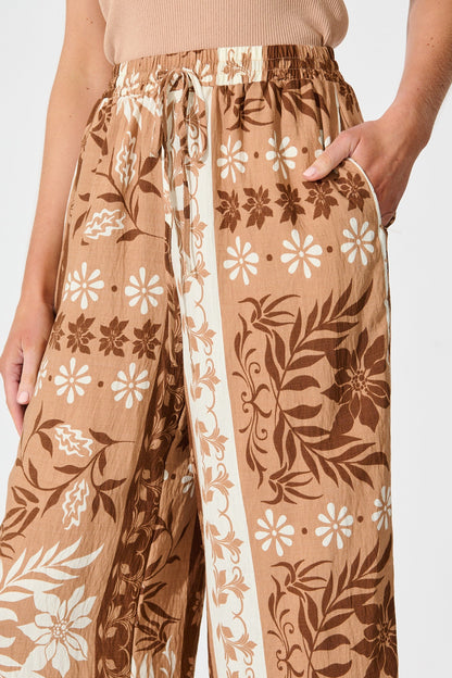 Danbury Pant in Brown and White Print