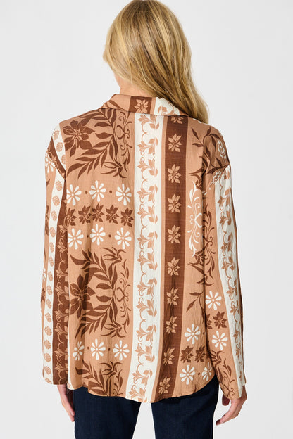 Ronika Shirt in Brown and White Print