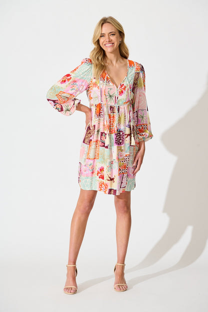 Knightley Smock Dress in Multi Conversational Print