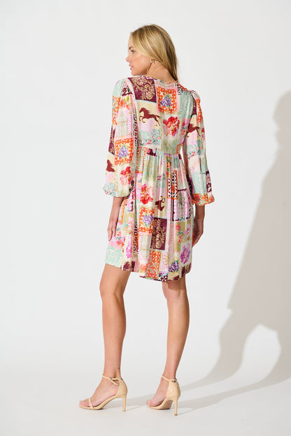 Knightley Smock Dress in Multi Conversational Print