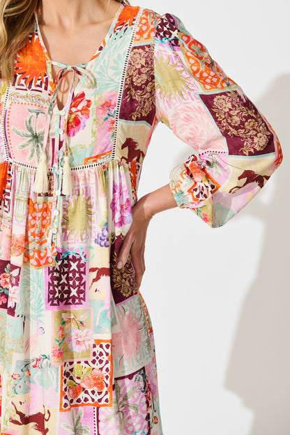 Knightley Smock Dress in Multi Conversational Print