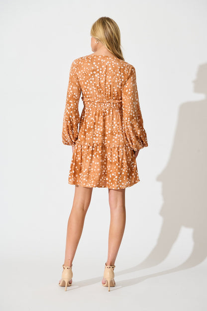 Trixie Dress in Tan with Cream Spot