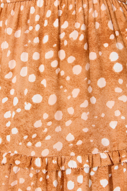 Trixie Dress in Tan with Cream Spot