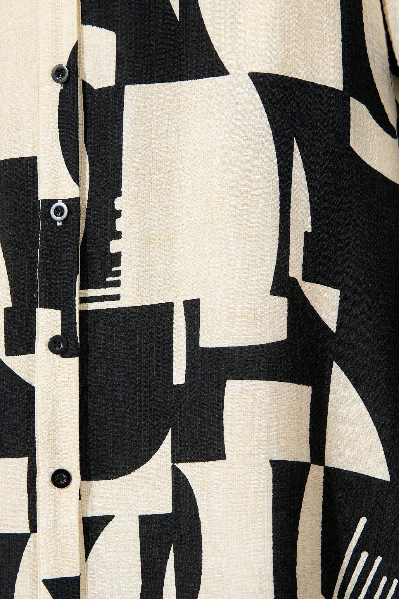 Abbie Midi Shirt Dress in Cream and Black Geometric Print