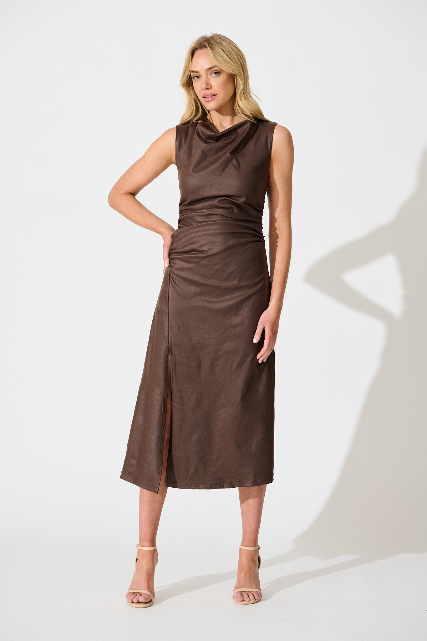 Portland Midi Dress in Chocolate