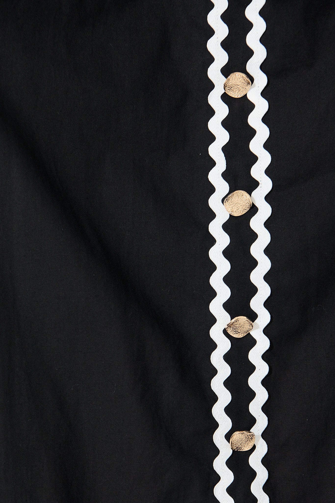 Desire Maxi Skirt in Black with White Ric Rac Trim Cotton