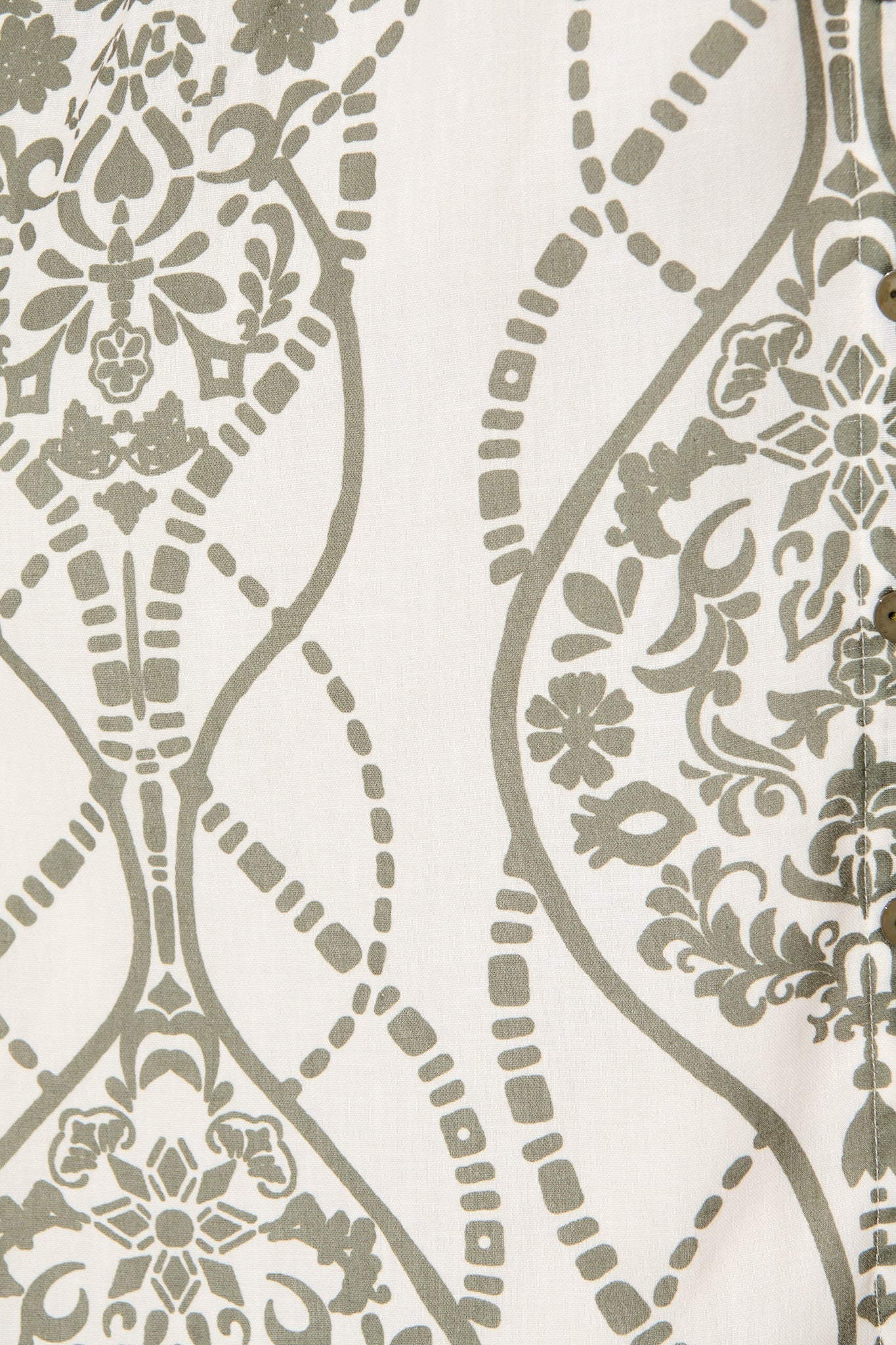 Erica Midi Shirt Dress in Cream with Green Linen Blend