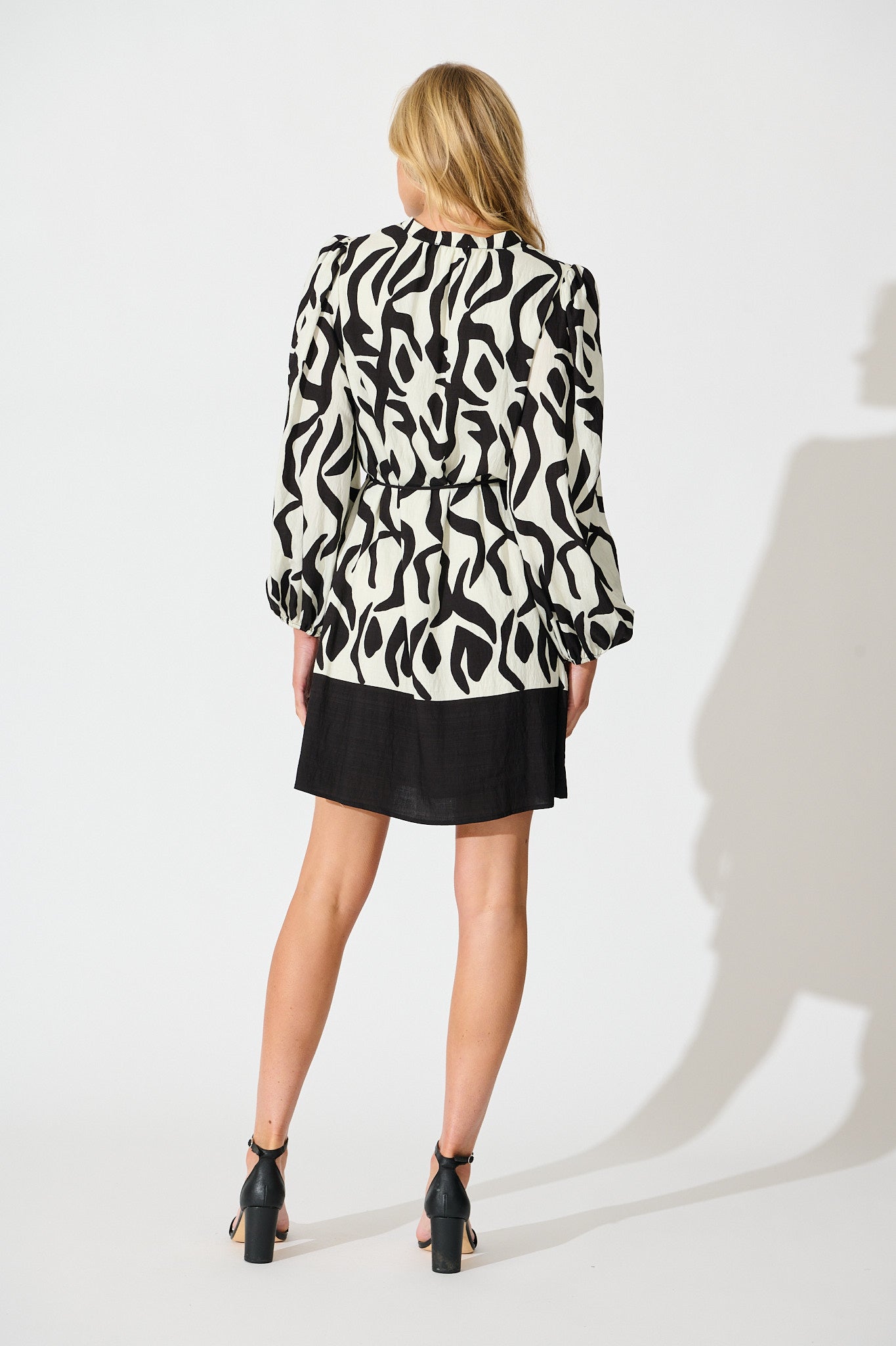Paxton Dress in Cream and Black Print