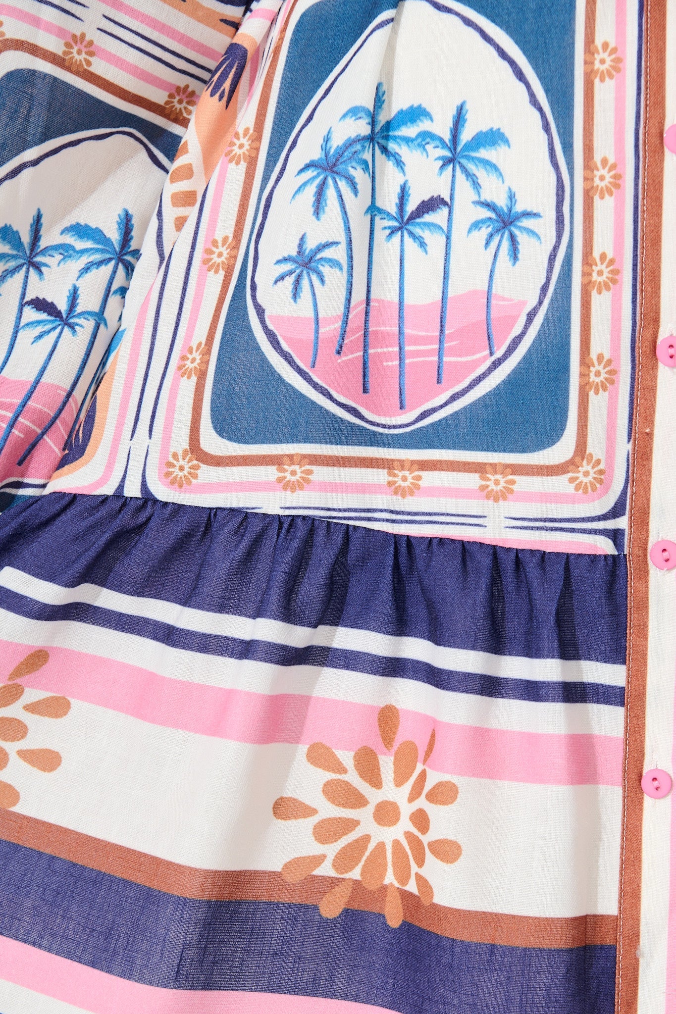 Haisley Shirt Dress in Multi Tile Print Linen Blend