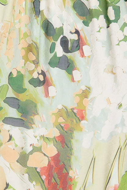 So Devine Midi Dress in Multi Green Cotton Blend