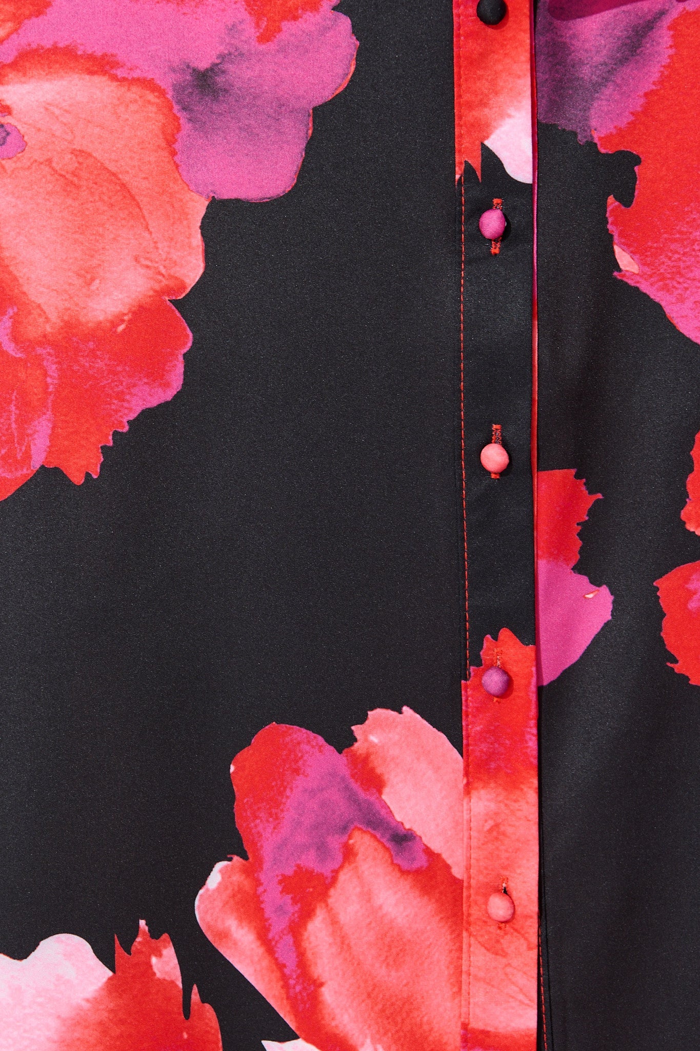 Gabi Maxi Shirt Dress In Black with Berry Watercolour Floral