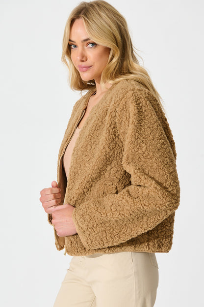 Look My Way Teddy Jacket in Mocha