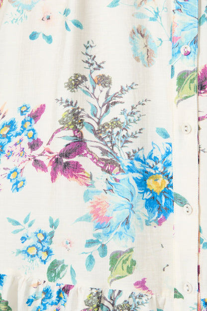 In Her Eyes Midi Shirt Dress in Cream with Multi Floral