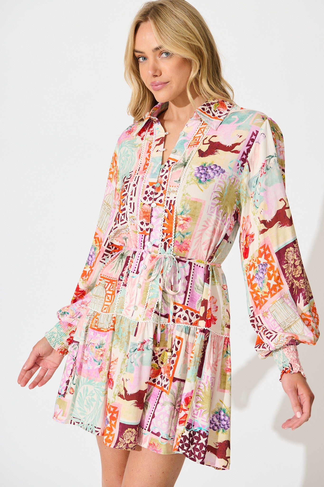 Veronique Dress in Multi Conversational Print