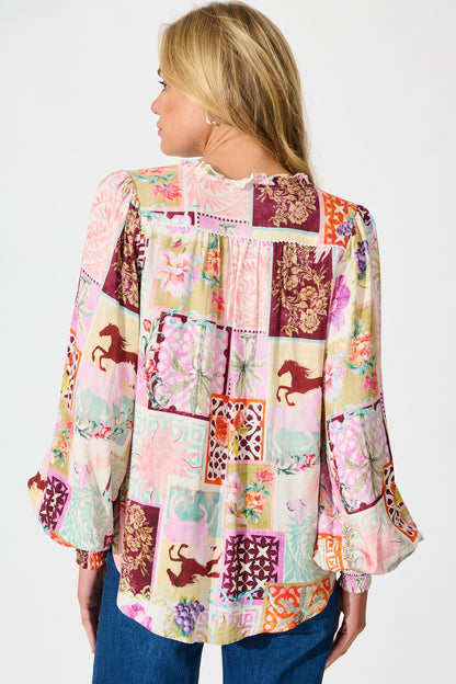 Solara Top in Multi Conversational Print