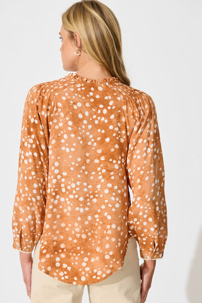 Josie Top in Tan with Cream Spot