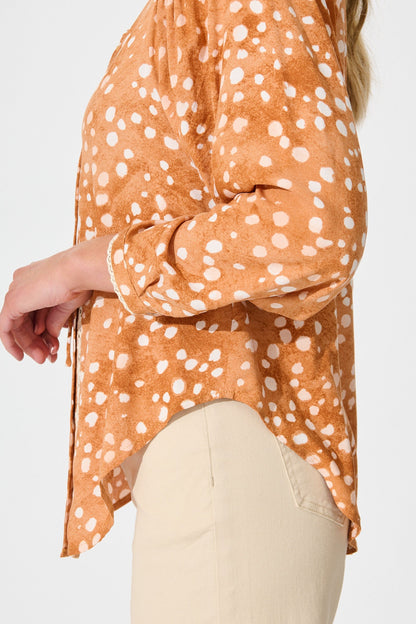Josie Top in Tan with Cream Spot