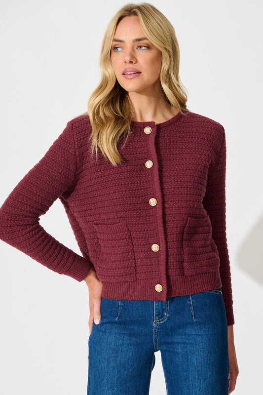 Cartagena Knit Cardigan In Wine