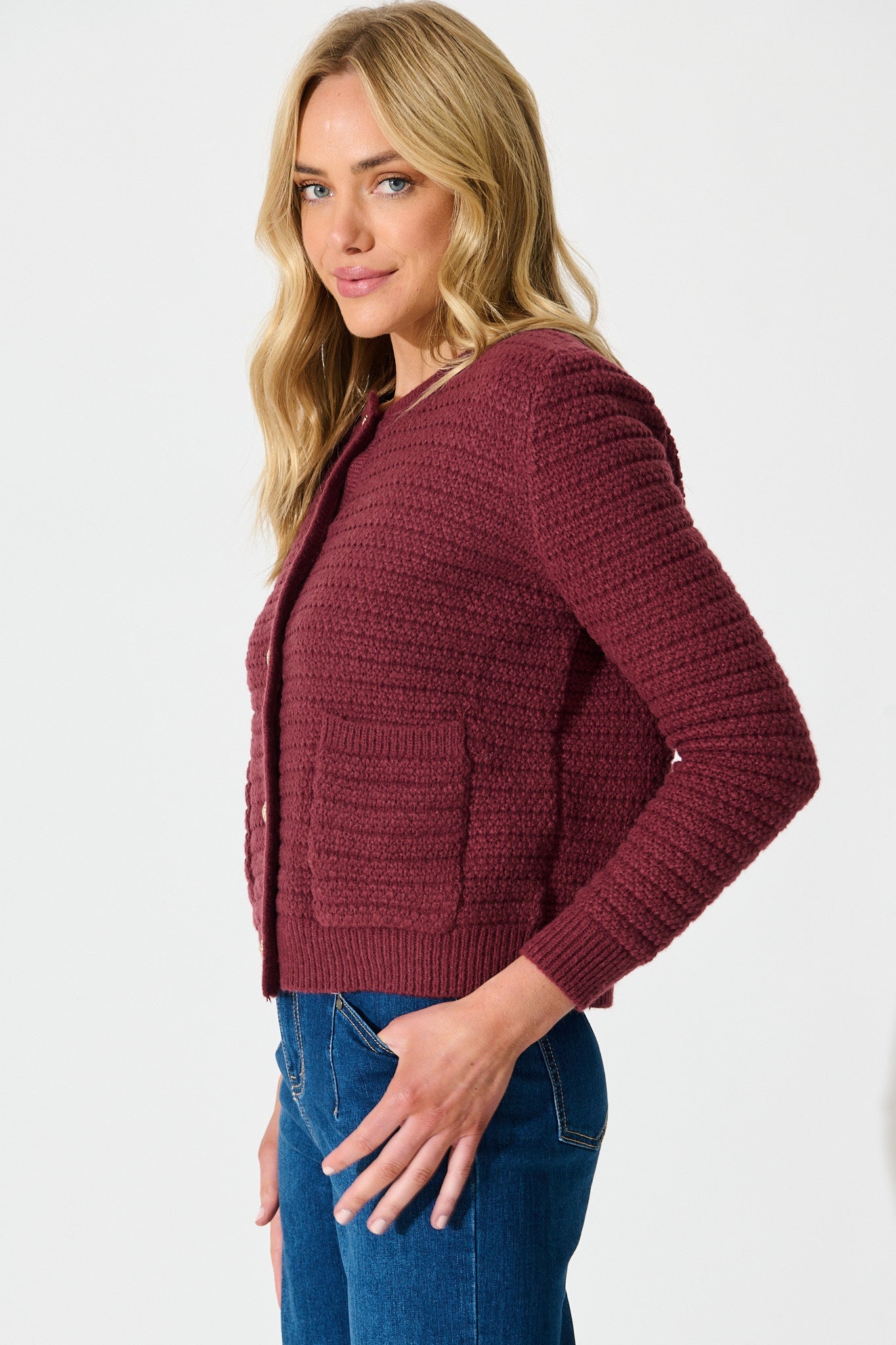 Cartagena Knit Cardigan In Wine
