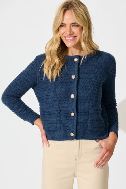 Cartagena Knit Cardigan In Navy