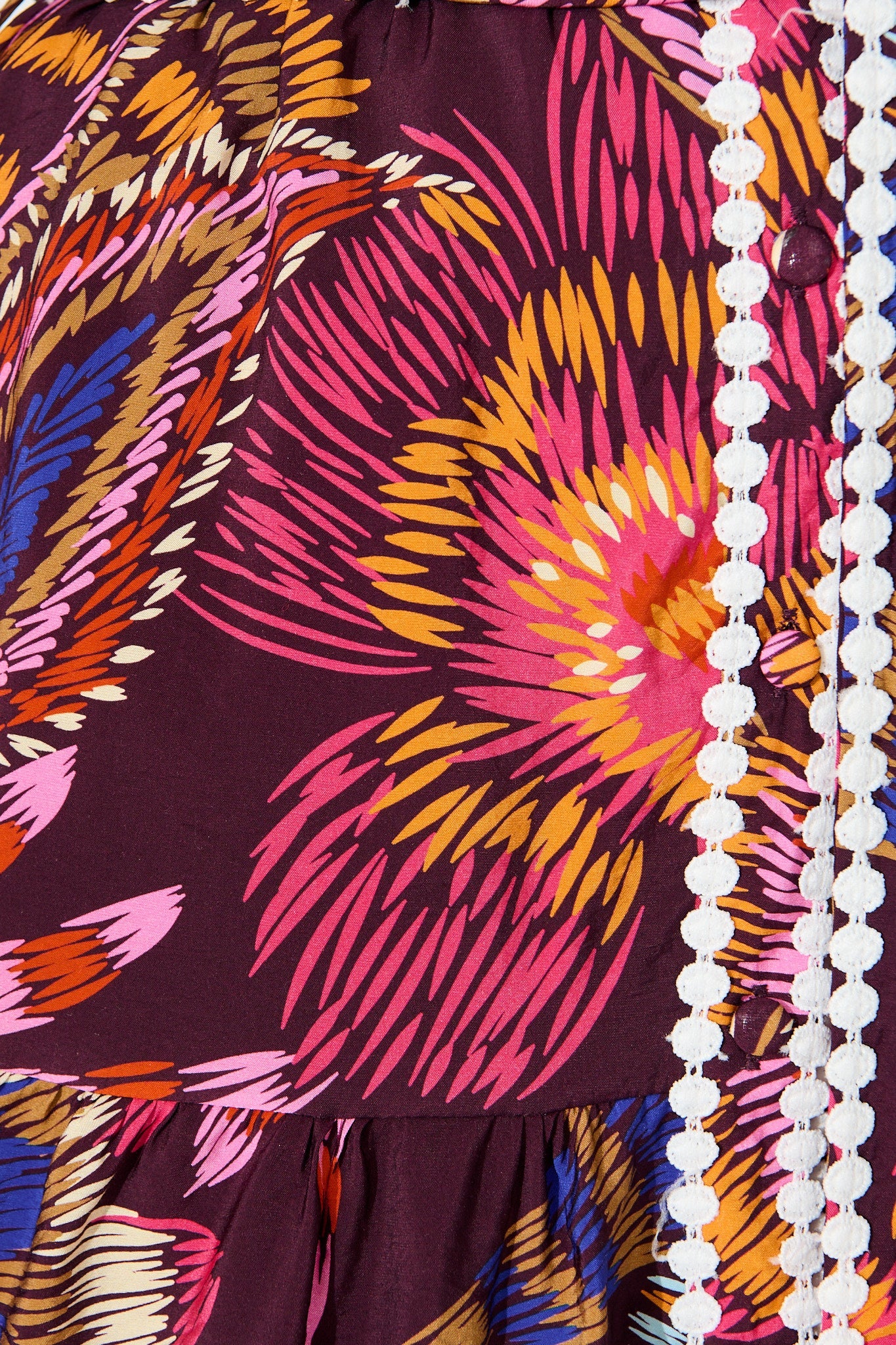 Liberty Dress in Multi Wine Floral with Contrast Trim