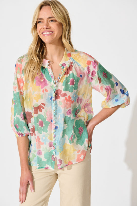 High Life Top in Multi Floral