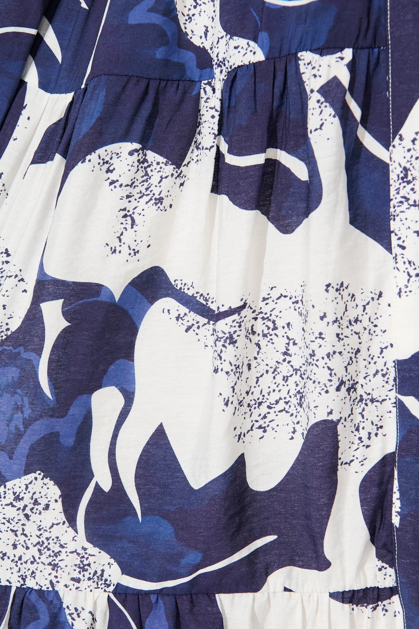 Prestige Midi Dress in White and Navy Print