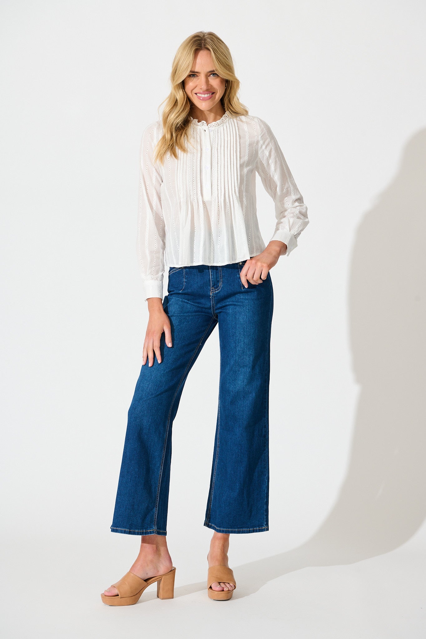 Adora Top in White Embroidery Cotton