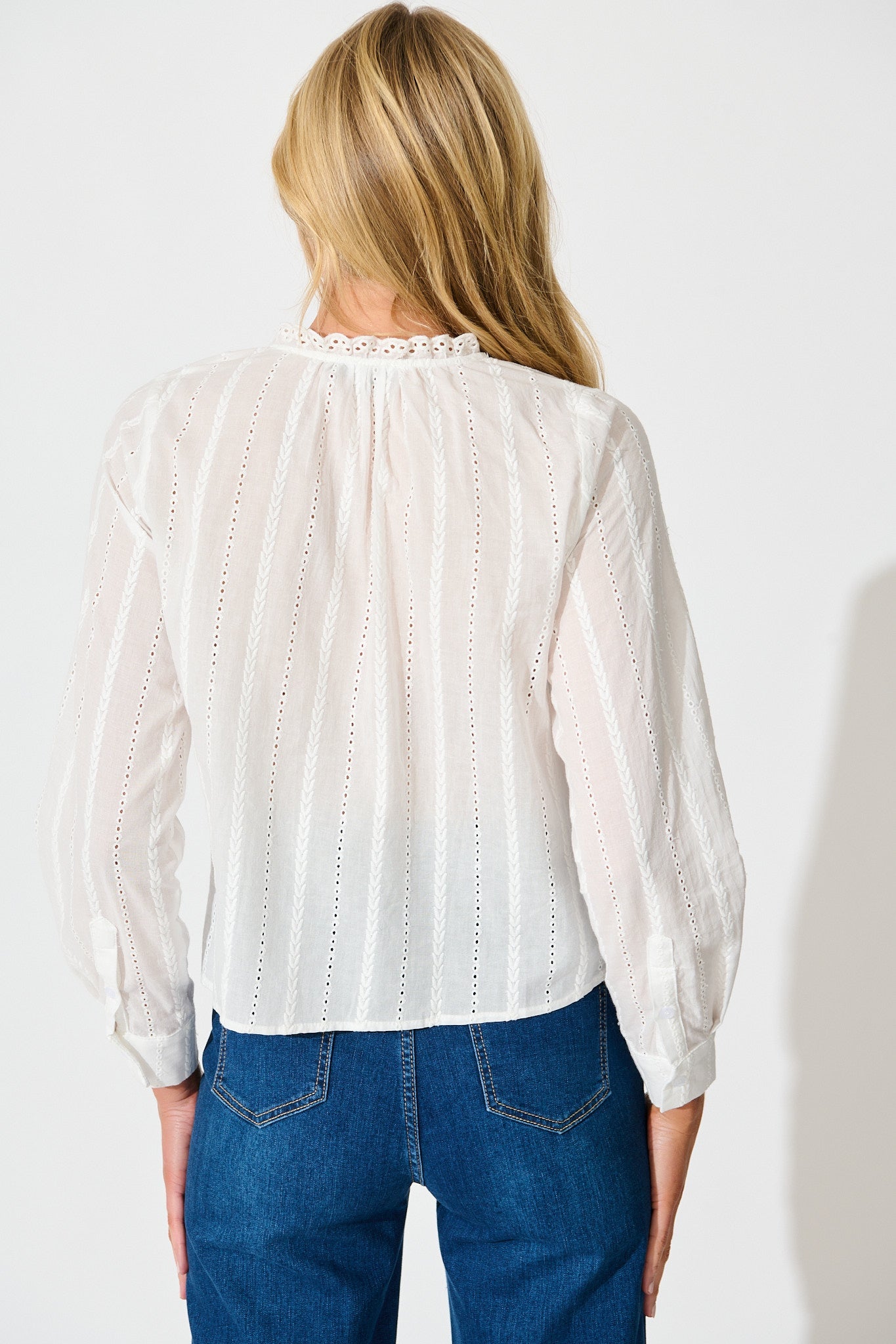 Adora Top in White Embroidery Cotton