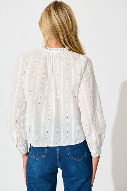 Adora Top in White Embroidery Cotton